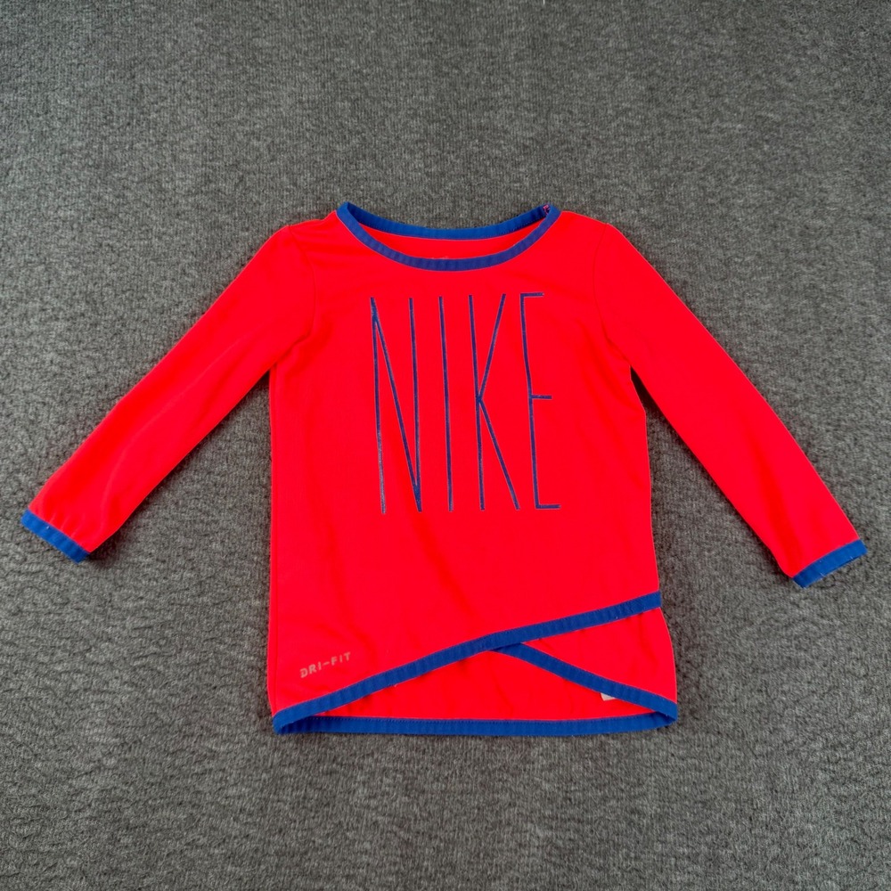 Nike Dri-FIT Shirt Infant 12M Red Blue Long Sleeve Crossover Hem Active Top